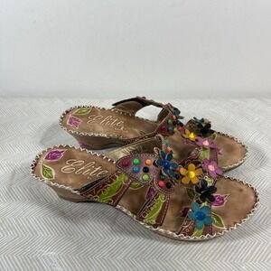 Corkys Women's 8‎ Rosie Elite Handpainted Floral Leather Strappy Sandals Casual